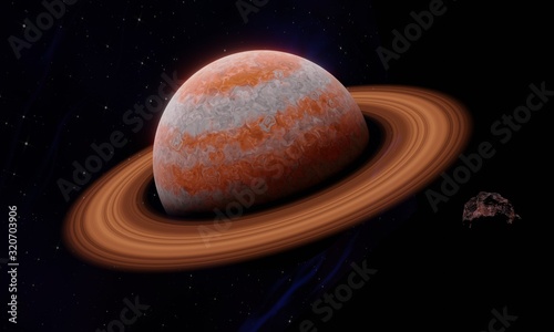 3d planet Saturn in space photo