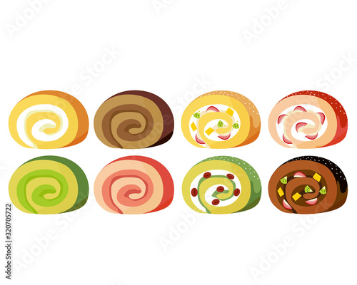 ロールケーキ　苺　生クリーム　ケーキ