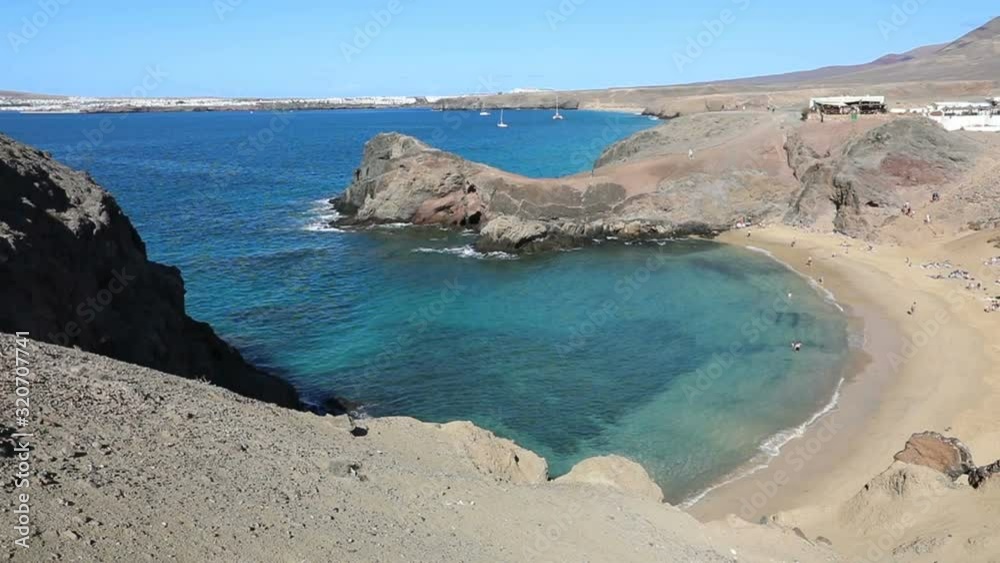 Panoramic view of Playa Papagayo beach on Lanzarote, Canary Islands, Spain Panoramic view of Playa Papagayo beach on Lanzarote, Canary Islands, Spain