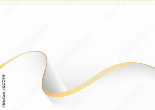 White Luxury Paper Cut Background with Golden Edges - Abstract Illustration with Layers and 3D Shadow Effects, Vector Graphic