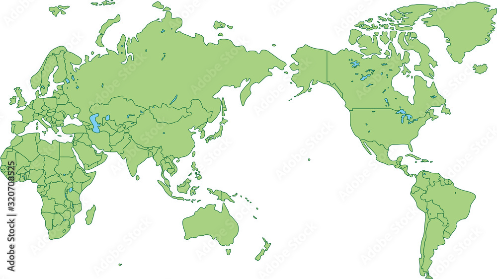 Fototapeta 世界地図_各国ごとに色を変えられます