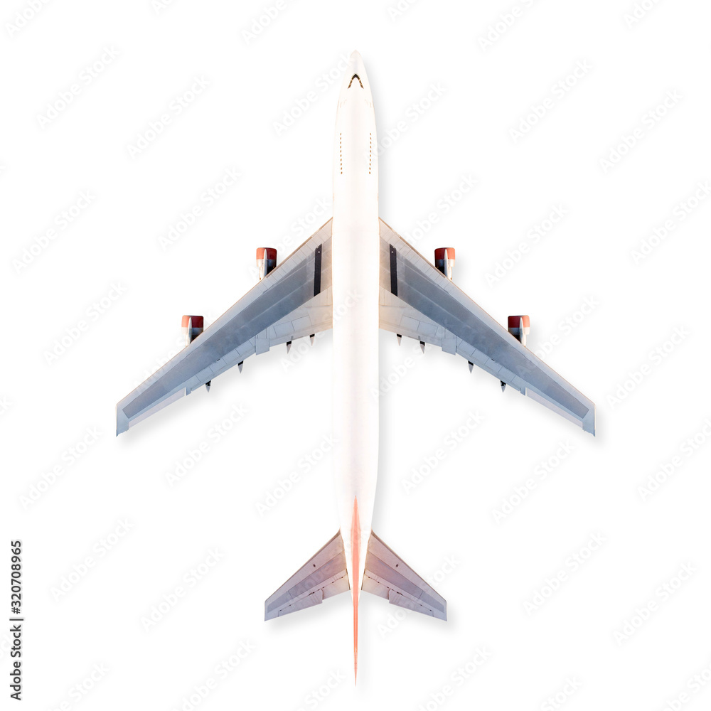 Fototapeta premium Air Transportation and transit Aerial top view isolated on white background with Clipping Path