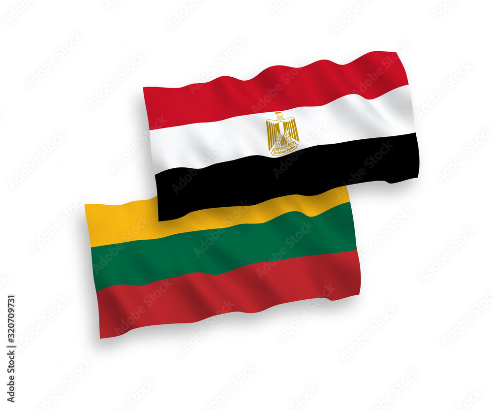Flags of Lithuania and Egypt on a white background Flags of Lithuania and Egypt on a white background