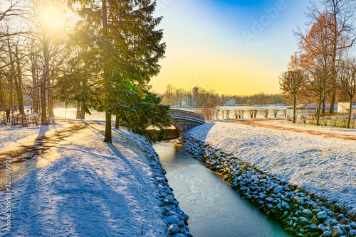 Bridge over the Fish Channel in Catherine Park, Tsarskoye Selo (Pushkin). Saint Petersburg. Russia. photo