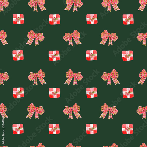 New year pattern. Gifts on a dark background