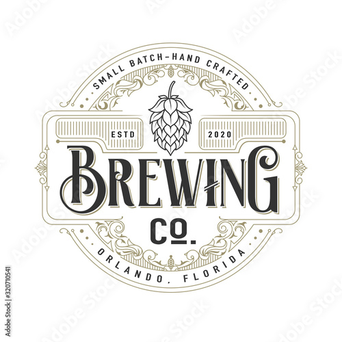 Fotomurale Vintage brewing company logo design