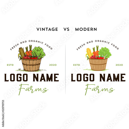 fruit and veggies vintage vs modern logo design