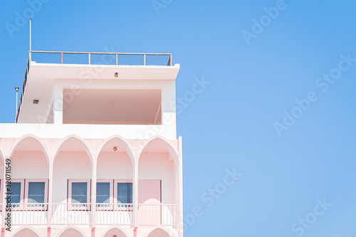 buliding with clear blue skies in the background.