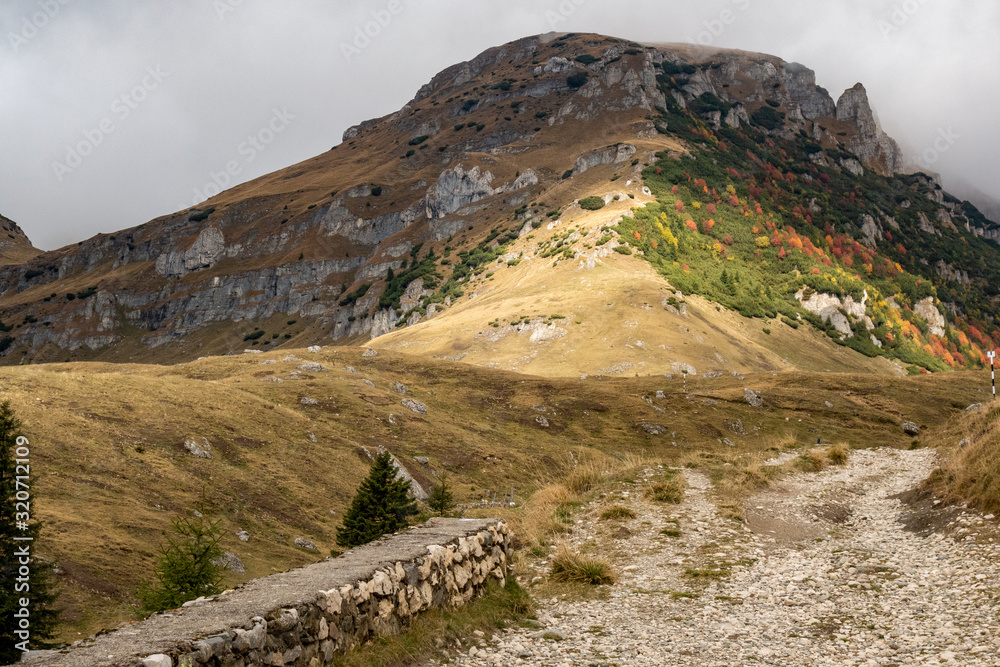 Autumn view of Bucegi Mountains, Bucegi National Park, Romania, perfect day for hiking Autumn view of Bucegi Mountains, Bucegi National Park, Romania, perfect day for hiking