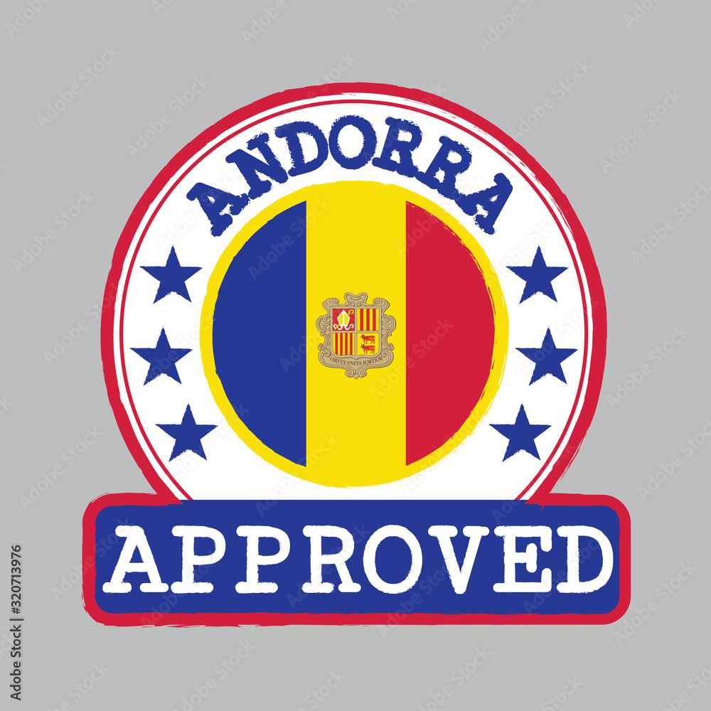 Stamp of Approved logo with Andorra flag in the round shape on the center.