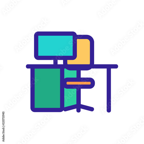 Workplace icon vector. A thin line sign. Isolated contour symbol illustration