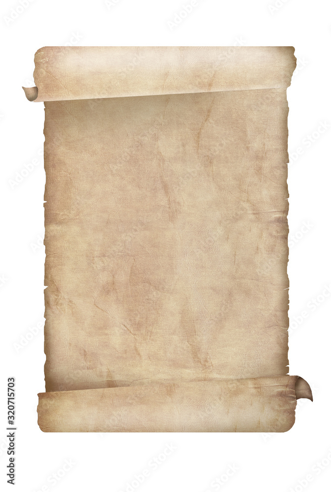 Old vintage scroll isolated on white background