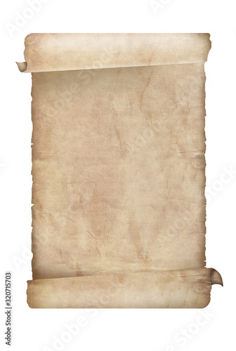 Old vintage scroll isolated on white background photo
