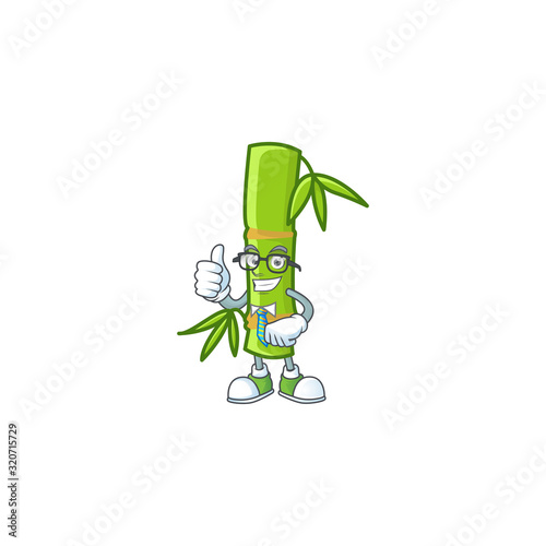 cartoon character of Businessman bamboo stick wearing glasses