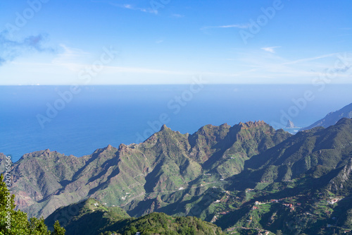At the Pico del Ingles viewpoint on Tenerife, Spain with a view of the beautiful mountain landscape