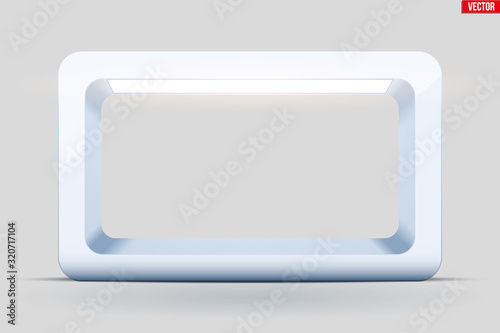 Light box with spotlight. White cube for product presentation. Softbox for object shooting. Vector Illustration