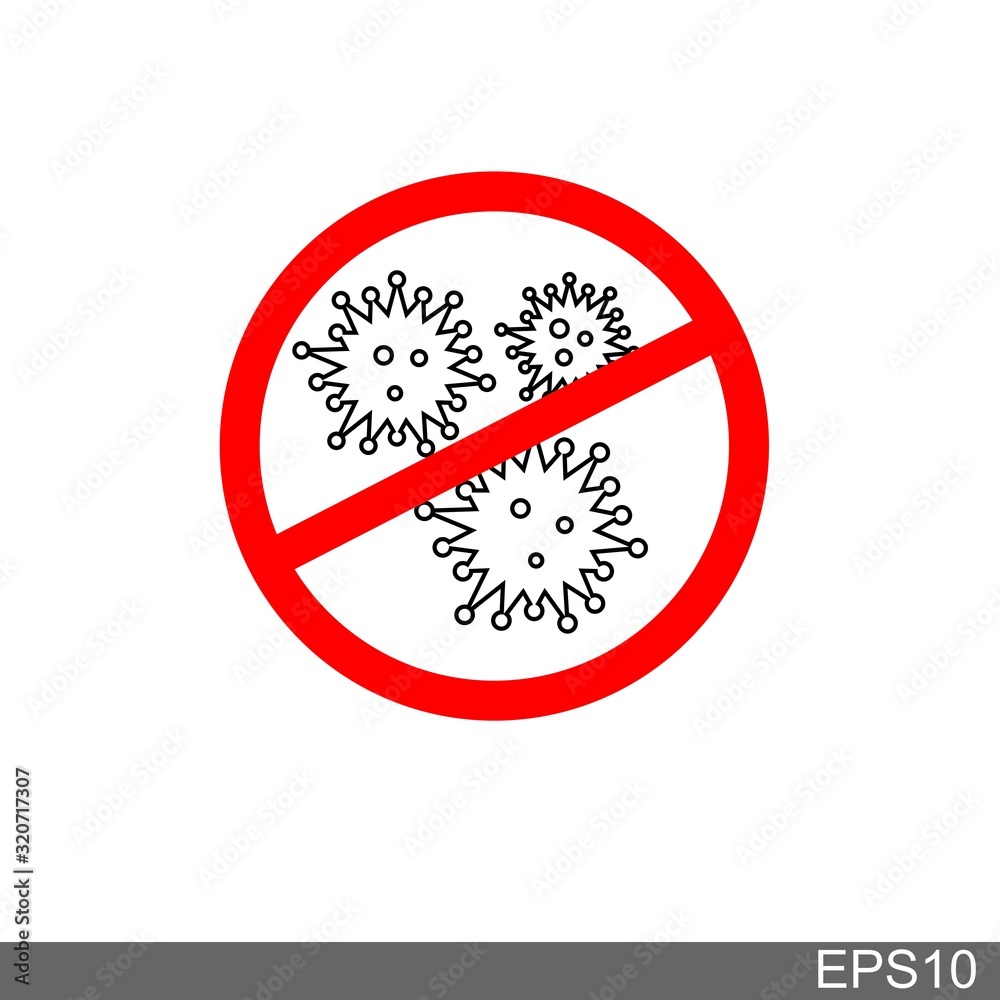 bacterial or microbial icon with a red signpost.vector illutration bacterial or microbial icon with a red signpost.vector illutration