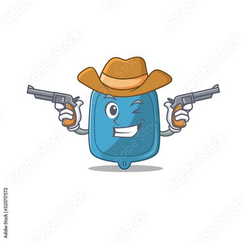 Hot water bag dressed as a Cowboy having guns