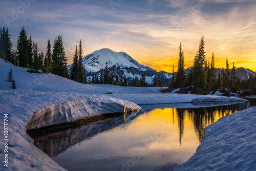 Sunset Reflections in the Mountains - Washington - Mt Rainier © Riley Smith Photos