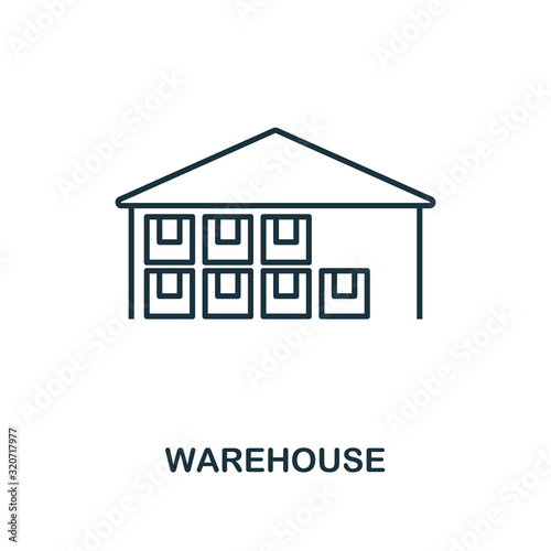 Warehouse line icon. Thin design style from logistics delivery icon collection. Simple warehouse icon for infographics and templates
