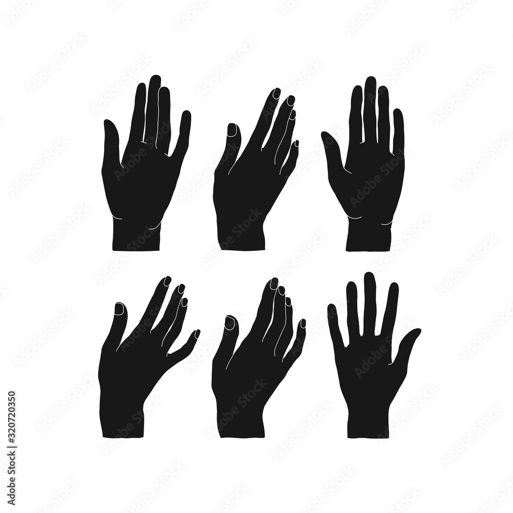 Vector silhouettes of woman hand isolated on white background Vector silhouettes of woman hand isolated on white background