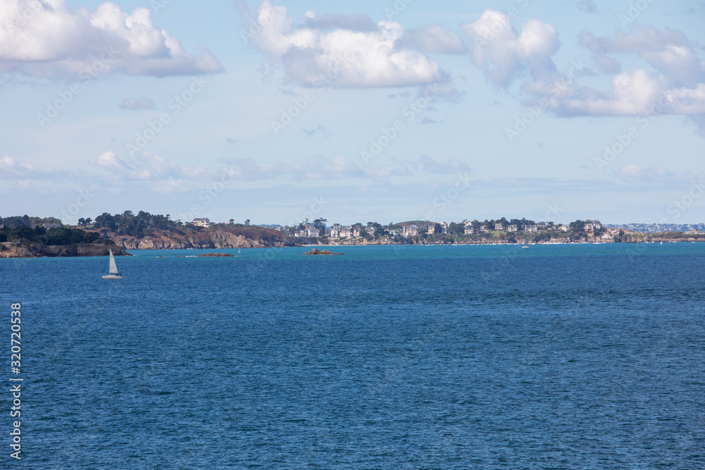 View from the ramparts at the town of Dinard. Saint Malo, Brittany, France