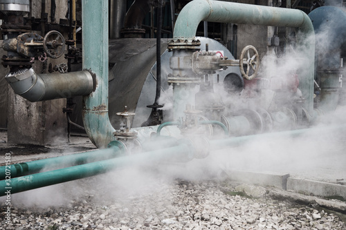 old pipes in production from which steam