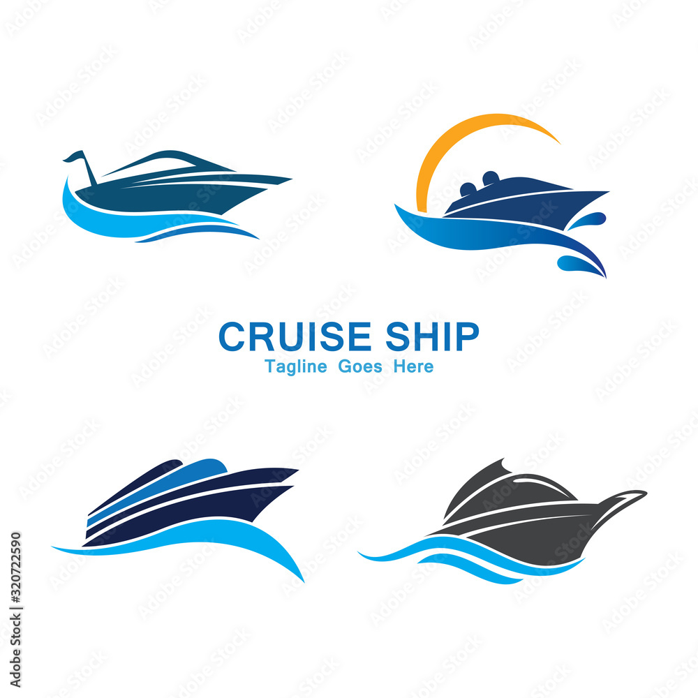 Naklejka premium Cruise Ship Logo Simple Template vector icon design