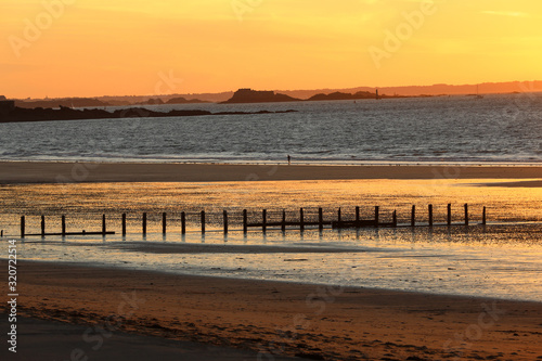 Beauty sunset view from beach in Saint Malo   Brittany  France