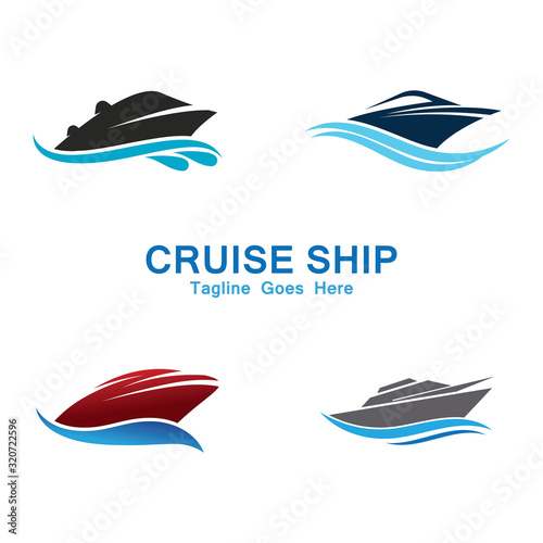 Cruise Ship Logo Simple Template vector icon design