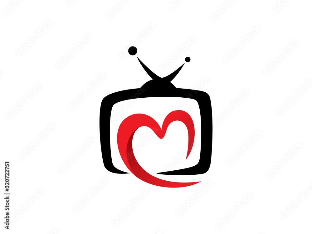 Love and tv logo template design, emblem, symbol or icon Stock Vector ...