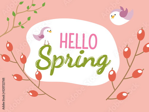 Hello spring, banner. Trendy poster. Happy spring time wallpaper.