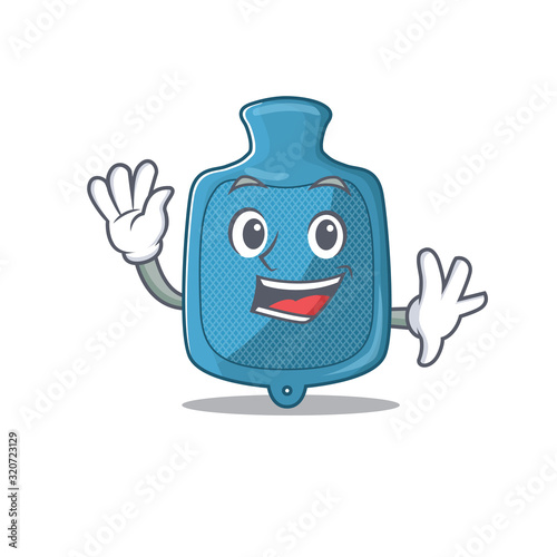 Waving friendly hot water bag cartoon character design