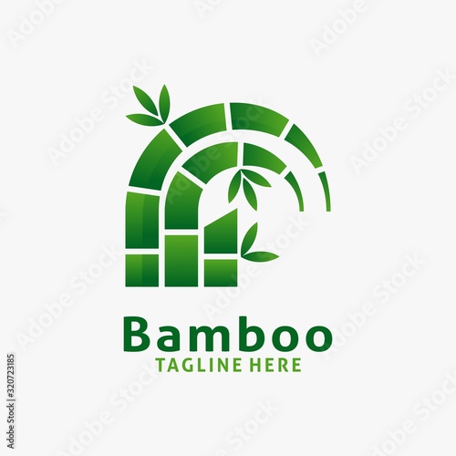 Green bamboo logo design