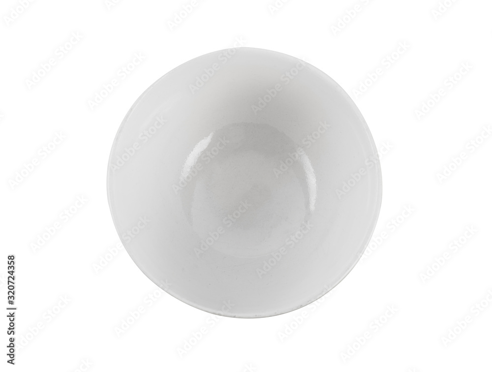 empty white bowl isolated on white background(top view) empty white bowl isolated on white background(top view)