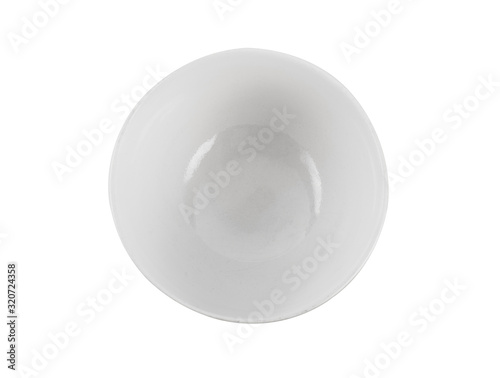 empty white bowl isolated on white background top view 