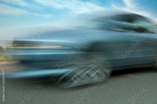 High speed blurred car