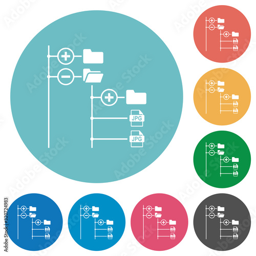File browser with jpg files flat round icons