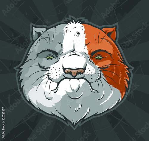 Funny brutal cat head