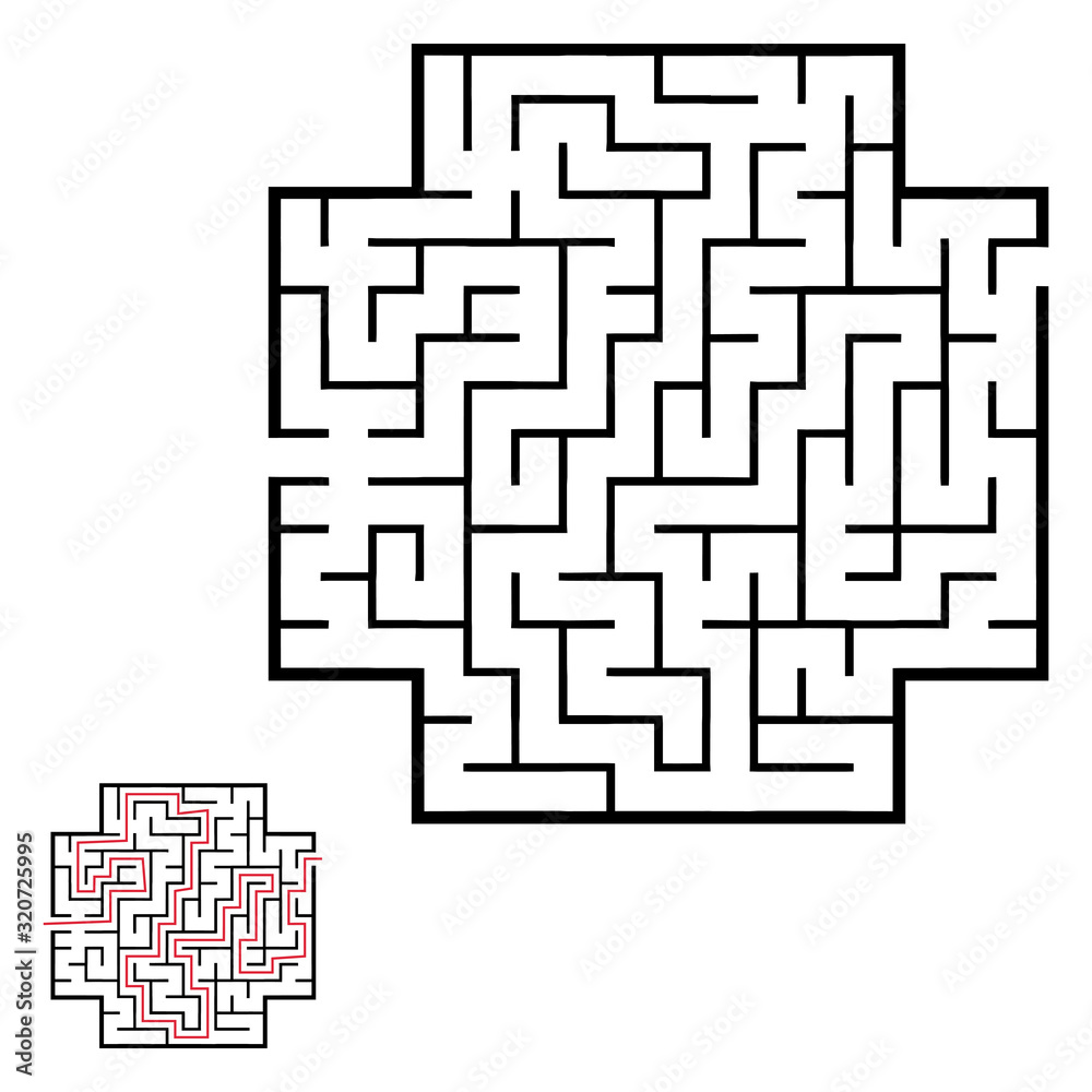 Illustration with labyrinth, maze conundrum for kids. Baby puzzle with entry and exit. Children riddle game.