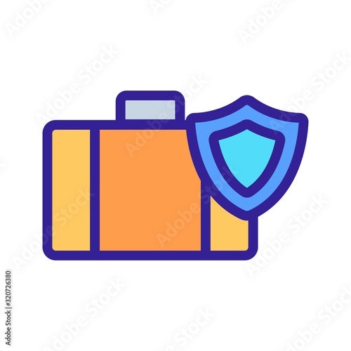 Protect the suitcase icon vector. A thin line sign. Isolated contour symbol illustration