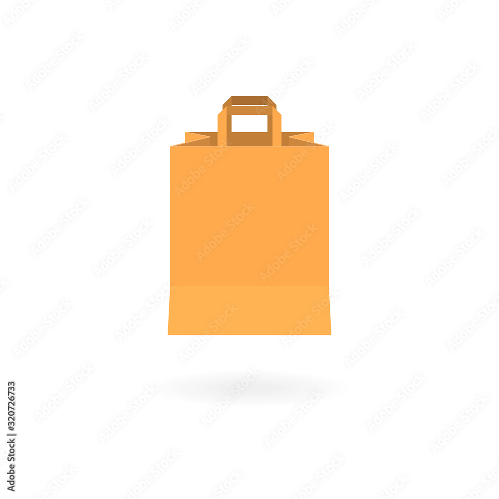 Grocery brown paper bag vector illustration isolated on white background with shadow Grocery brown paper bag vector illustration isolated on white background with shadow