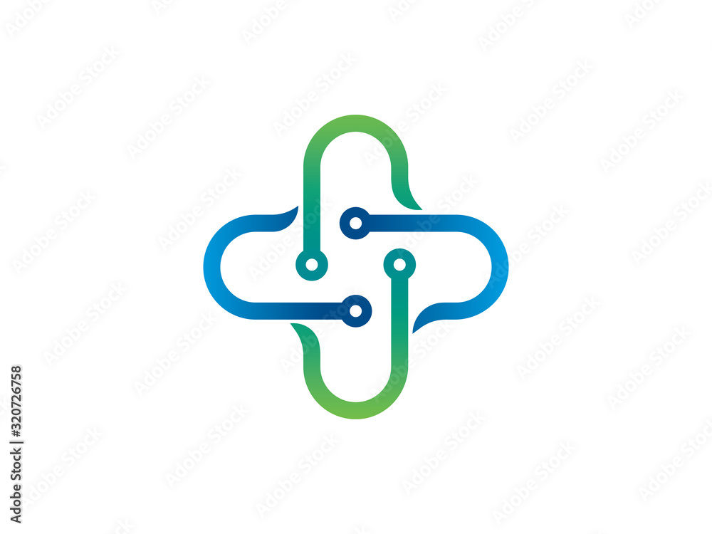 Medical technology logo template design, emblem, symbol or icon Medical technology logo template design, emblem, symbol or icon