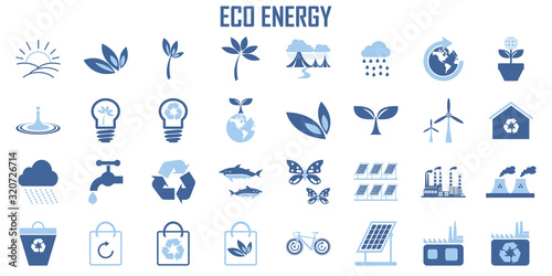 Set of Ecology ,Nature ,Recycle Energy, Creative Related Vector flat Icons.