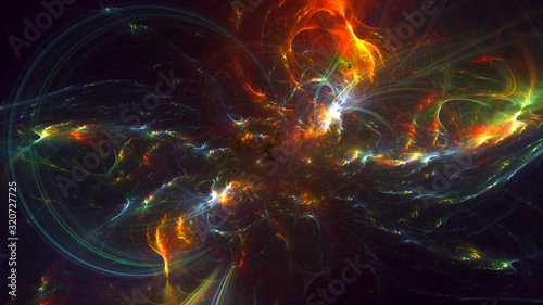 Fractal 3D rendering abstract and shiny background