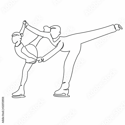 man and woman figure skating pair skating