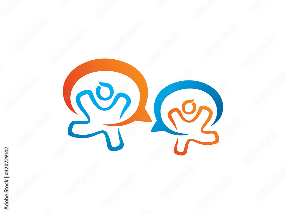 People talk logo template design, emblem, symbol or icon People talk logo template design, emblem, symbol or icon