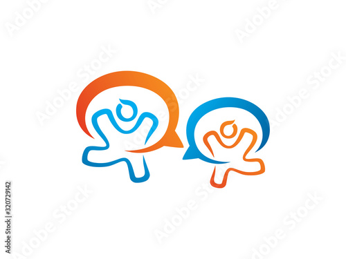 People talk logo template design, emblem, symbol or icon