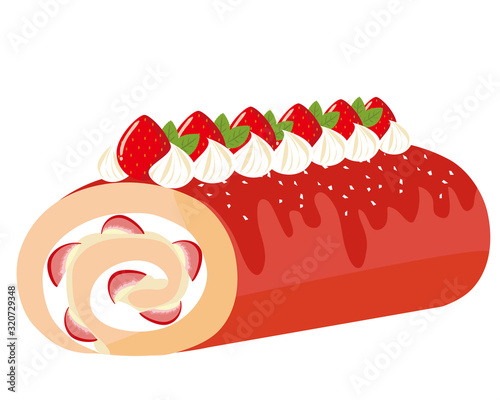 ロールケーキ　苺　生クリーム