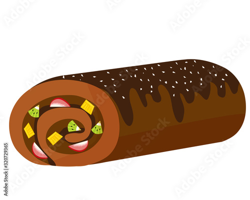 ロールケーキ　苺　生クリーム　チョコレート